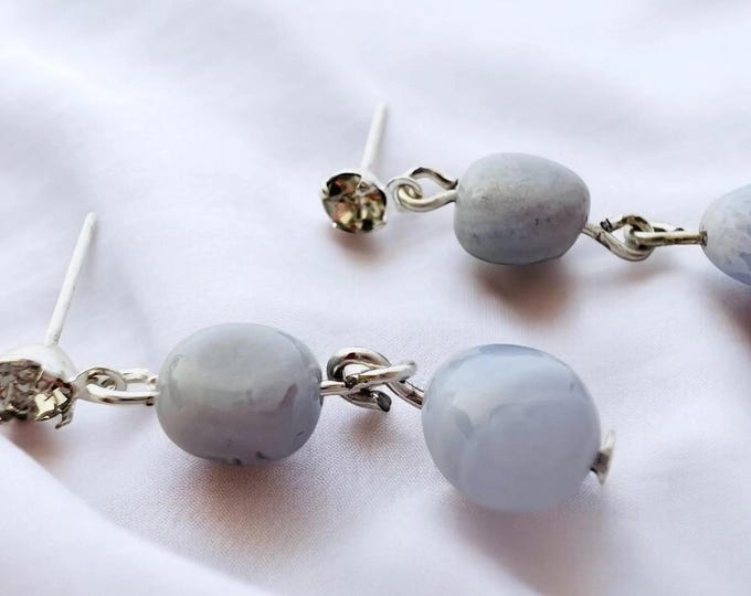 Dainty Blue Chalcedony Earrings