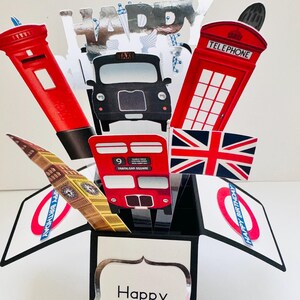 Cartão de Londres em uma caixa/cartão 3D