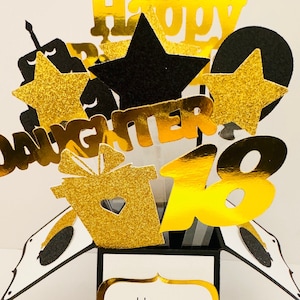 Glitterkaart 18e verjaardag in een doos/3D-kaart - Verkrijgbaar in verschillende kleuren