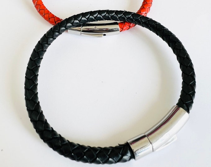 Leather Plaited Bracelet - various colours