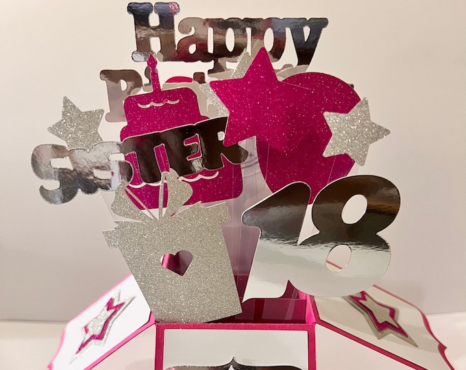 Personalisable 18th Birthday 3D Greeting/Gift Card