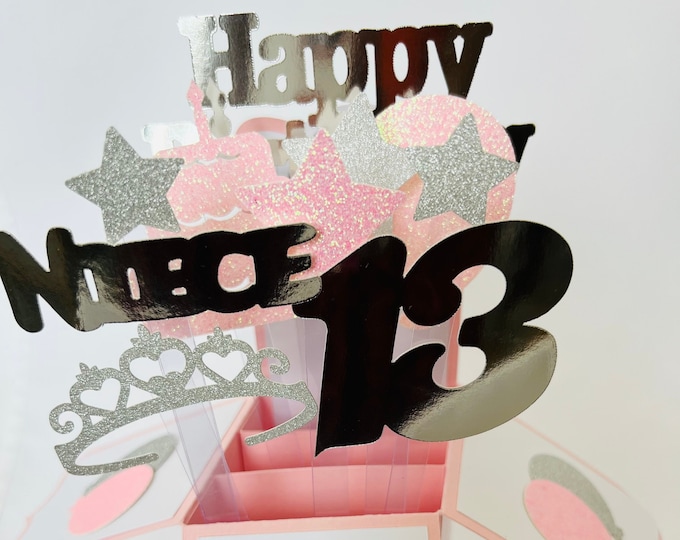 Girl 13th Birthday Card in a box/3D card