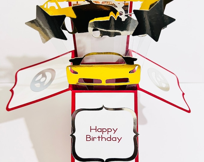 Personalised Sports Car Themed 3D Greeting/Gift Card