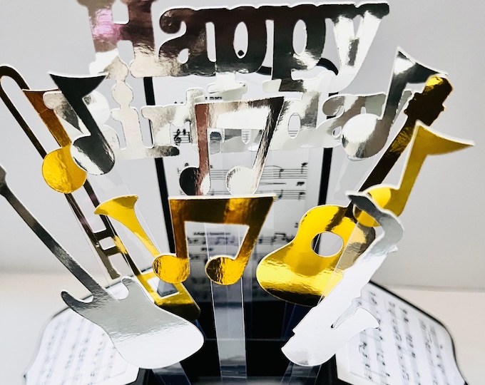 Personalisable Music Themed 3D Greeting/Gift Card