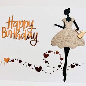 Silhouette Mädchen Grußkarte - Alles Gute zum Geburtstag, Geschenkkarte, Dankeskarte