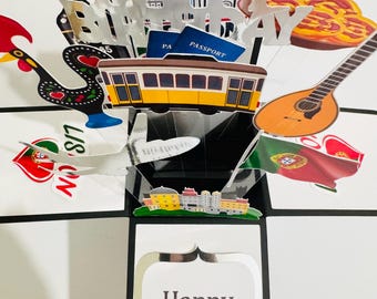 Personalised Lisbon Portugal Themed 3D Greeting/Gift Card