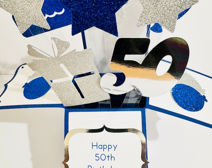Personalisable 50th Birthday 3D Greeting/Gift Card