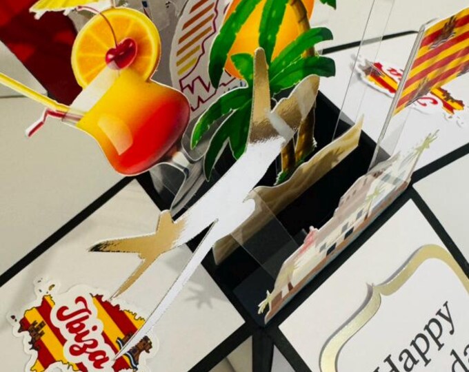 Personalised Ibiza Greeting Card in a box/3D card