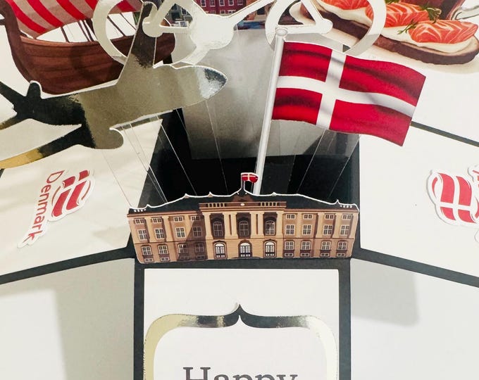 Personalisable Denmark Themed 3D Gift Card