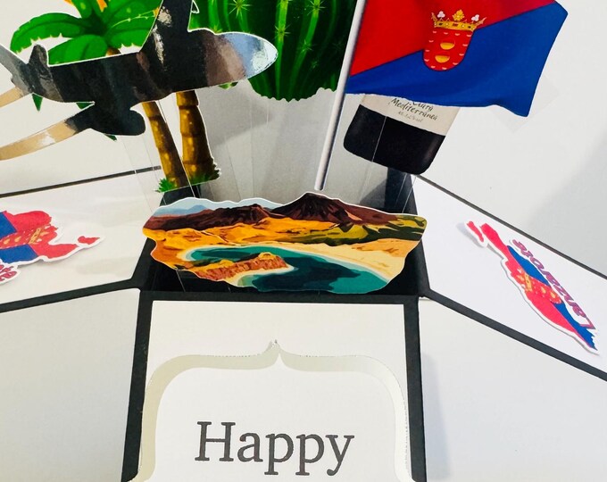 Personalisable Lanzarote Themed 3D Greeting/Gift Card