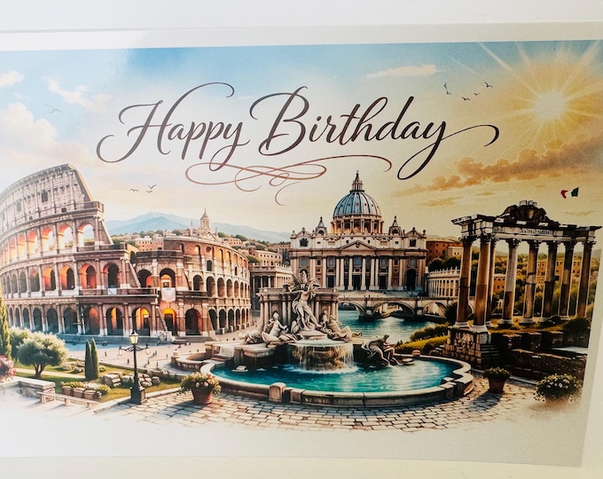 NEW** Rome Themed Birthday Card (Glossy Cardstock)