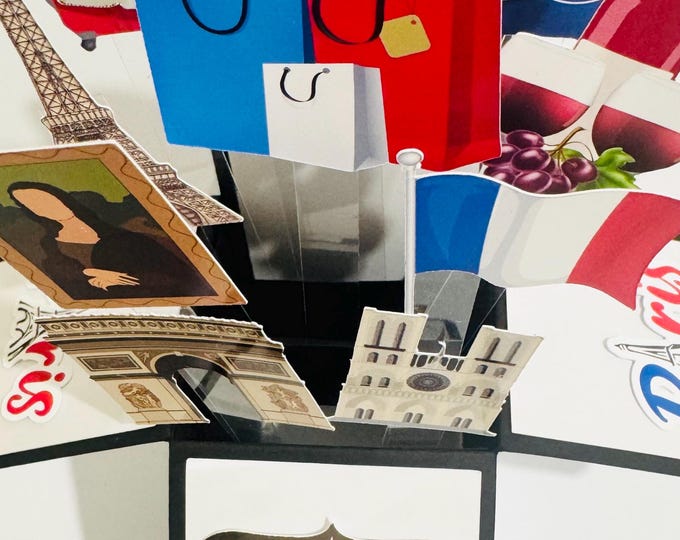 Personalised Paris Themed 3D Greeting/Gift Card