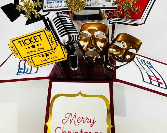Christmas - Theatre Drama Acting themed card in a box/Pop up box