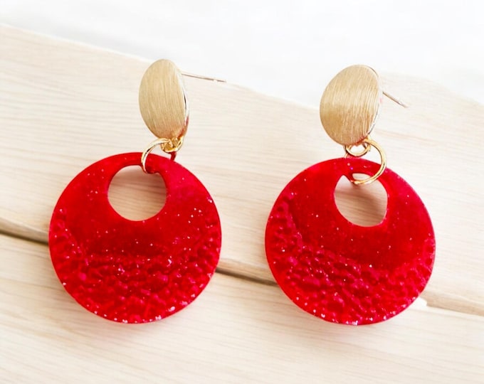 Stylish Handmade Red Resin Earrings