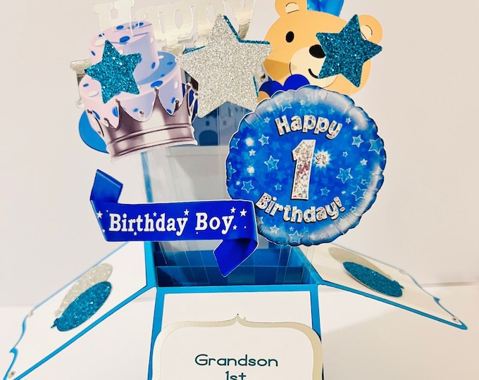 Personalised Boys 1st Birthday 3D Greeting/Gift Card