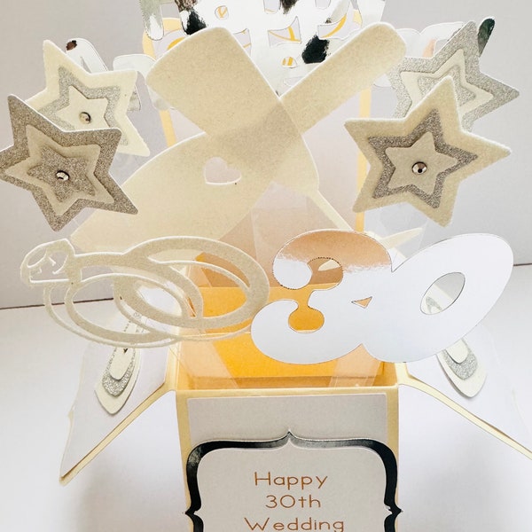 Pearl 30th Wedding Anniversary Card in a box/3D card