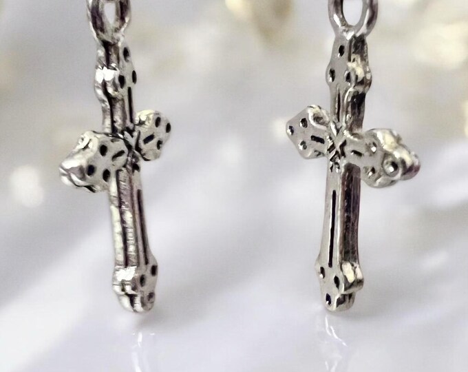 Silver cross earrings