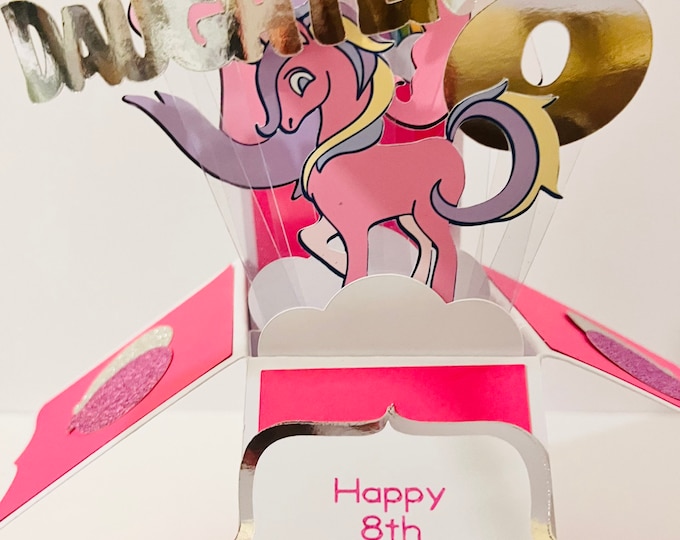 Unicorn birthday card in a box/3D card