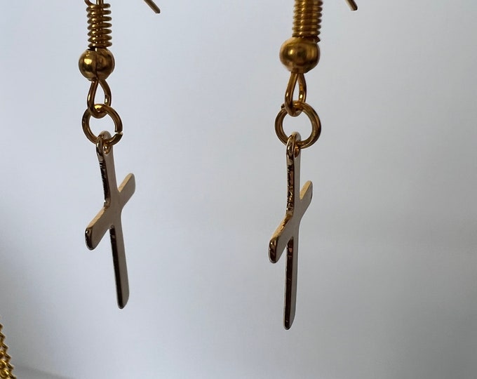 Gold Cross Earrings