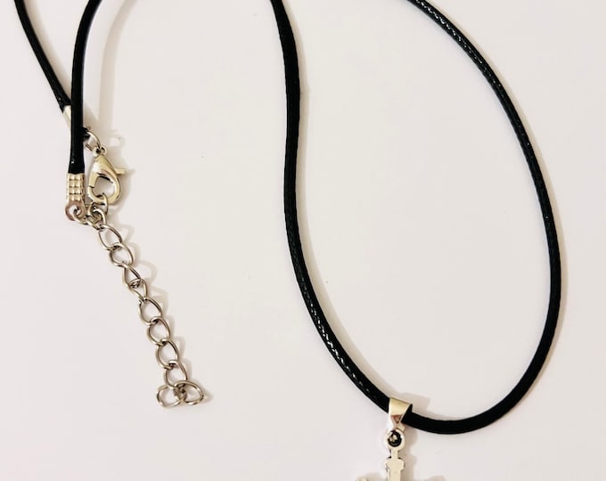 Braided Faux Leather Rope Cross Necklace