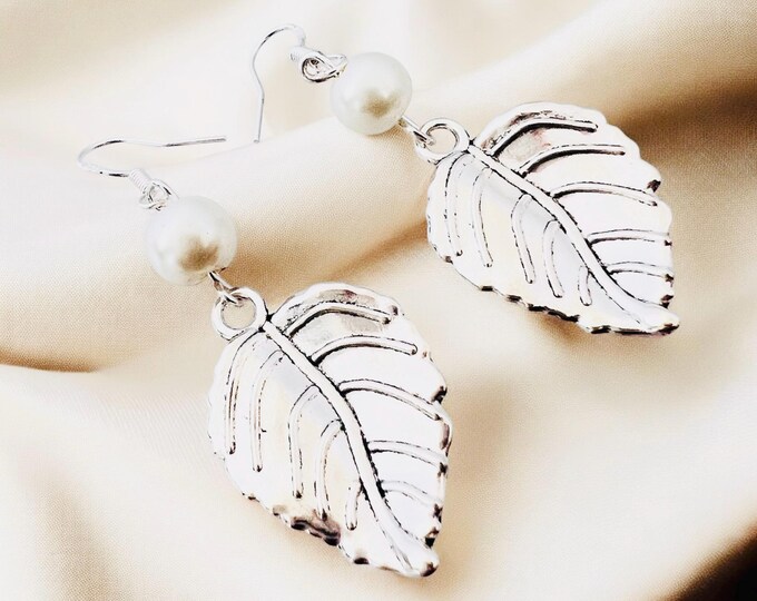 Pearl Leaf Earrings