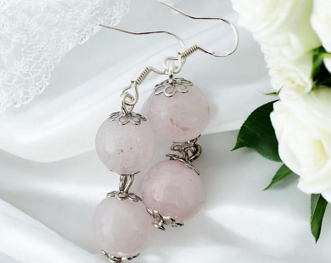 Sterling Siver Rose Quartz Earrings