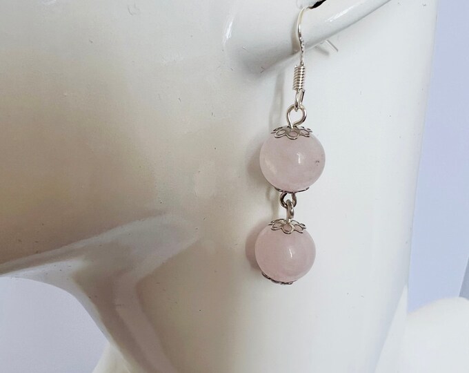 Sterling Siver Rose Quartz Earrings (1 or 2 stones)