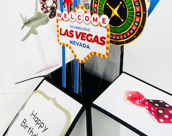 Personalised Las Vegas Themed 3D Greeting/Gift Card