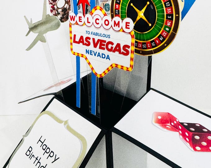 Personalisable Las Vegas Themed 3D Greeting/Gift Card