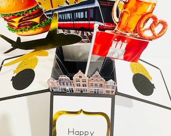 Personalised Hamburg/Germany 3D Greeting/Gift Card