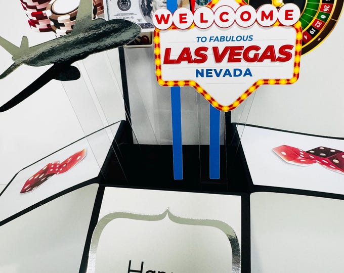 Personalised Las Vegas Themed 3D Greeting/Gift Card