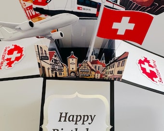 Carte de vœux personnalisée Suisse en coffret/carte 3D
