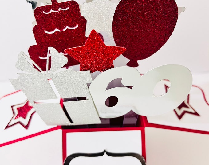 Any Age/Relation  Birthday Card in a box/3d card - Various colours