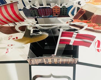 Personalised Denmark Themed 3D Gift Card