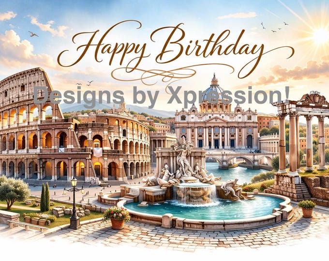 Rome Themed Digital Download Greeting Card