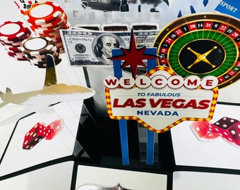 Carte de vœux/cadeau 3D personnalisée sur le thème de Las Vegas