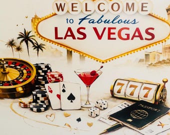 Las Vegas Themed Birthday Card (Glossy Cardstock)