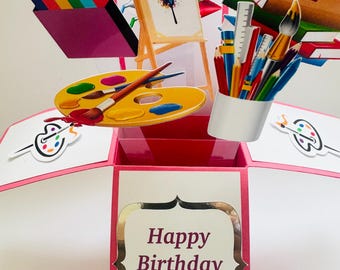 Carte de voeux/cadeau 3D personnalisée sur le thème d'un artiste