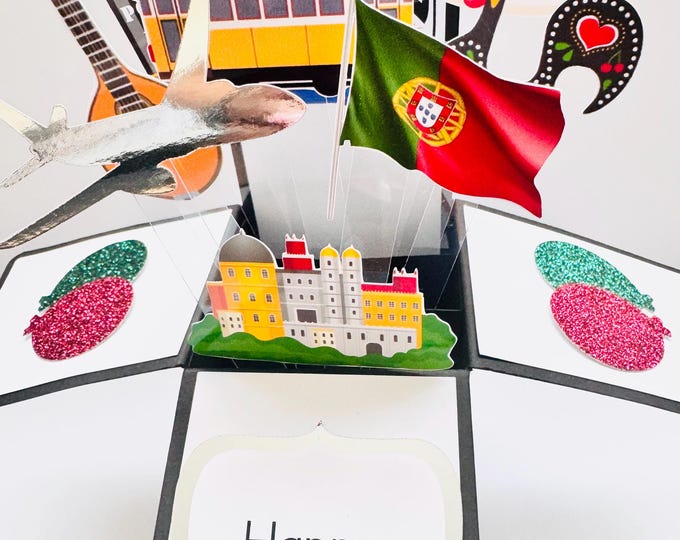 Lisbon Portugal Card in a box/3D card