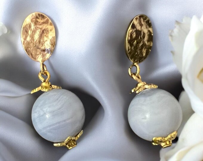 Blue Chalcedony Gemstone Earring
