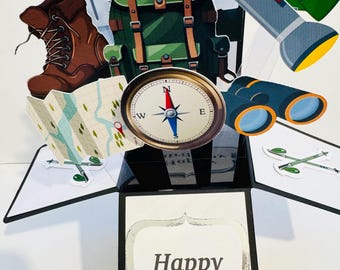 Carte de voeux/cadeau 3D personnalisée sur le thème de la randonnée