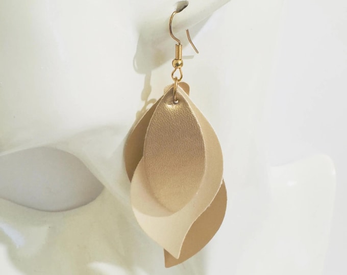 Statement Leaf Earrings – Handcrafted Faux Leather Layers
