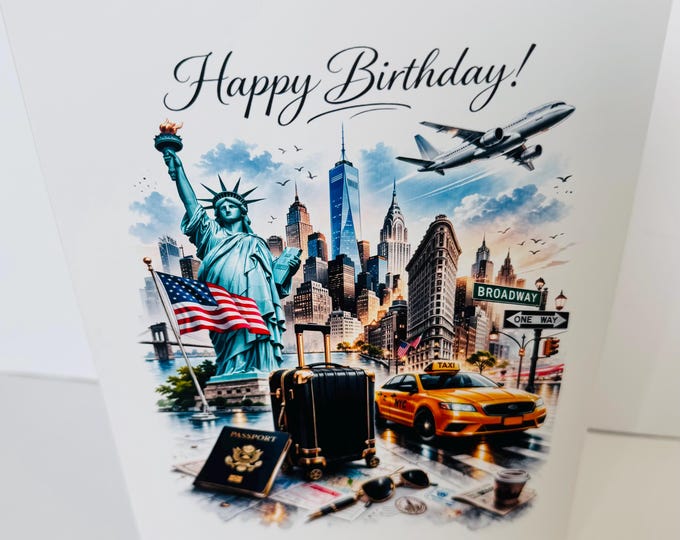 NEW** New York Themed Birthday Card (Glossy Cardstock)