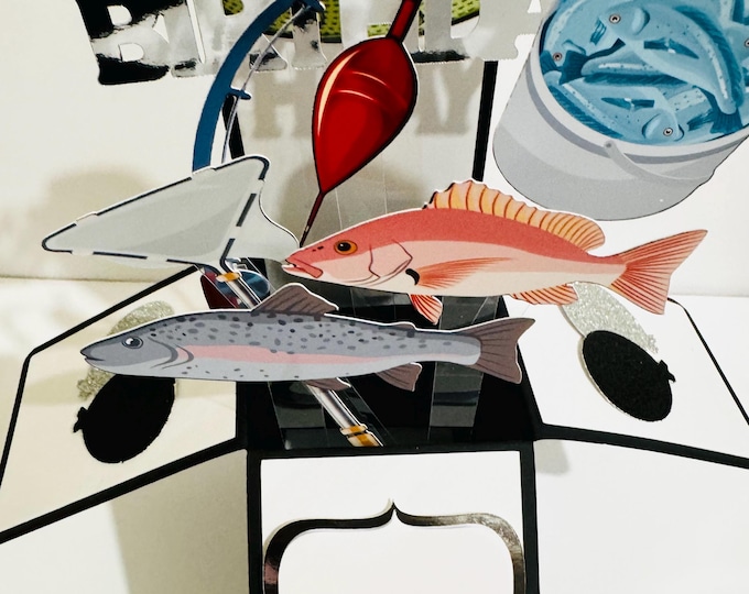 Personalisable Fishing Themed 3D Greeting/Gift Card
