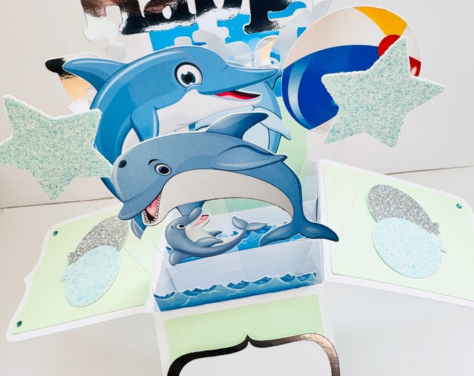 Dolphin themed card in a box/3D card