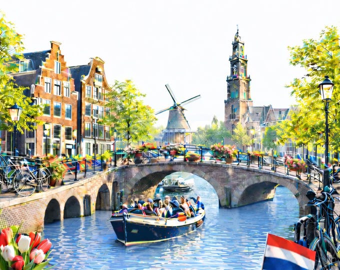 NEW** Amsterdam Themed Birthday Card (Glossy Cardstock)