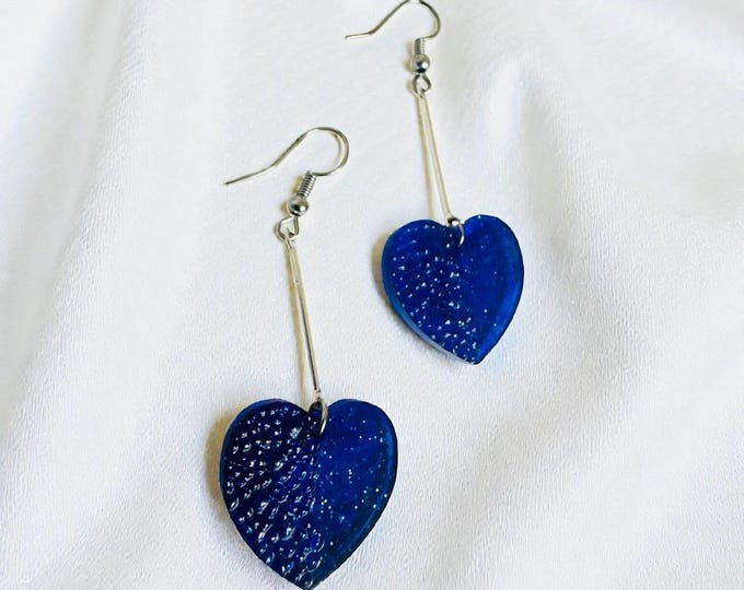 Elegant Sparkling Heart Resin Earrings