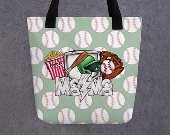 Baseball Mama Lightning Pattern Tote bag | Gifts for mom | baseball mom bag | Dugout bag | Sports Mom Apparel