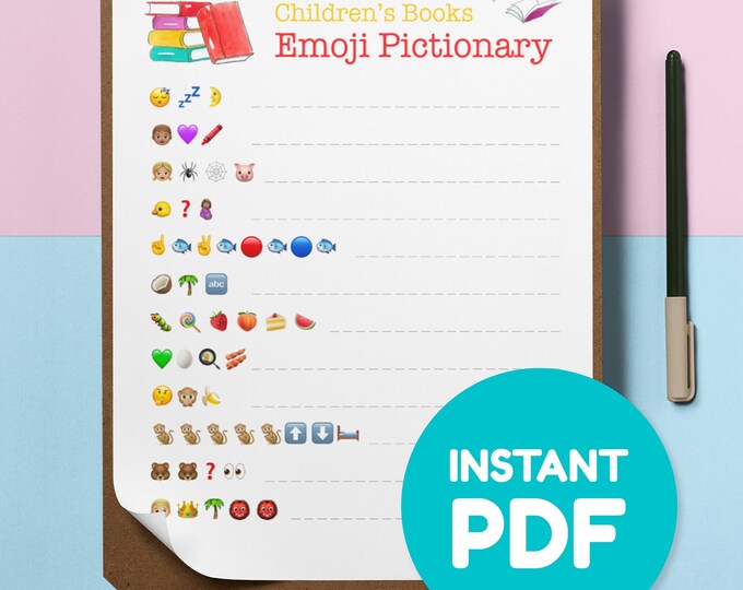 Books for Baby Shower Game Emoji Pictionary Fun Shower Game Shower Book ...