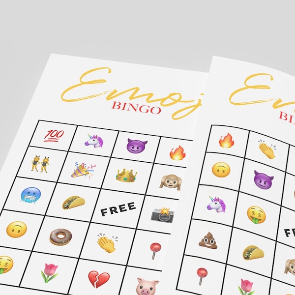 Emoji BINGO Instant Download Emoji Birthday Party Game